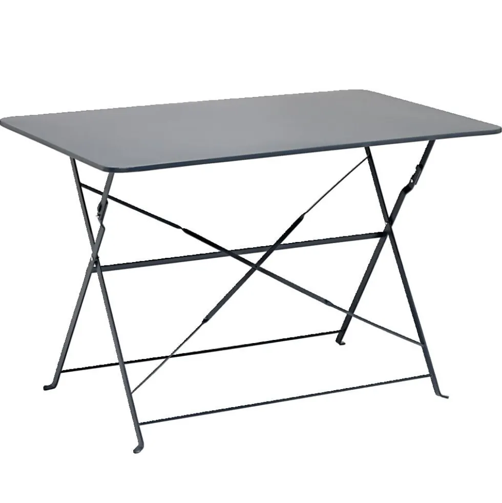 Table de jardin rectangulaire Boston pliante acier gris 110x70xH71cm