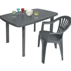 Table de jardin rectangulaire 6 personnes Viva gris foncé 137x72xH85cm