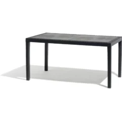 Table de jardin rectangulaire 6 personnes imitation résine gris