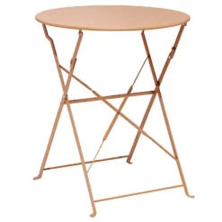 Table de jardin ronde Rio pliante acier corail Ø60xH70cm