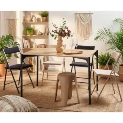 Table en bois 4 personnes pieds métal noir Luffi 120x80xH75cm