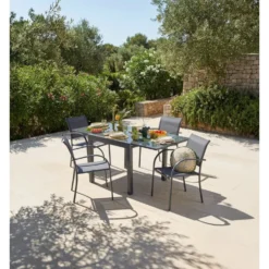 Table extensible Oslow gris ardoise 4 à 8 personnes
