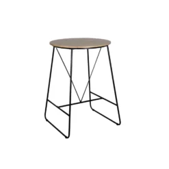 Table mange debout Othé métal noir et bois naturel Ø70xH100cm