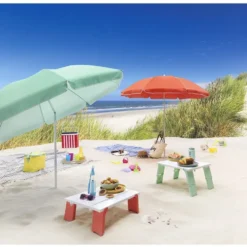 Table plage pliable corail