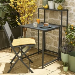 Table pour balcon Oslow pliante acier gris 60xP75xH100cm