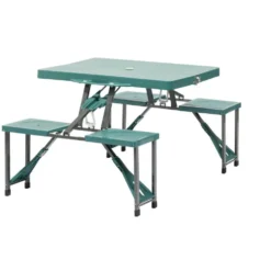 Table valise pliante avec sièges bleu