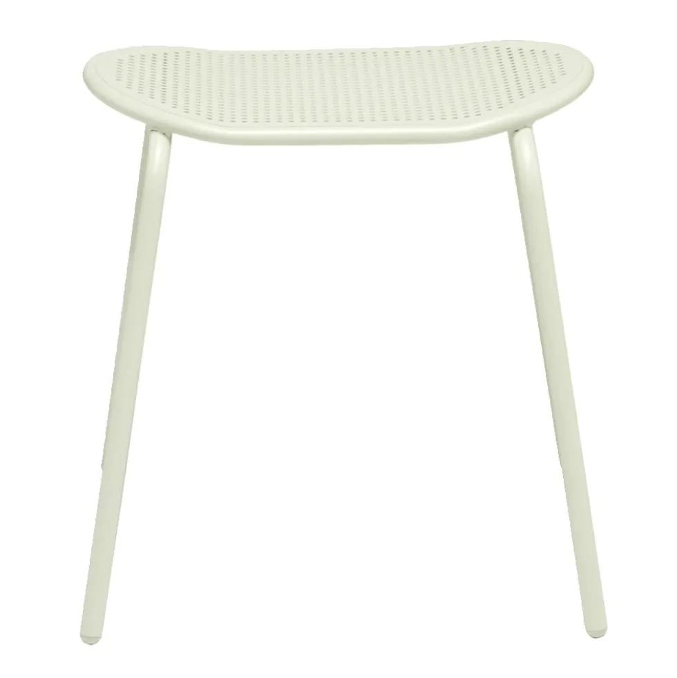 Tabouret acier perforé Faro vert sauge 45x28xH45cm
