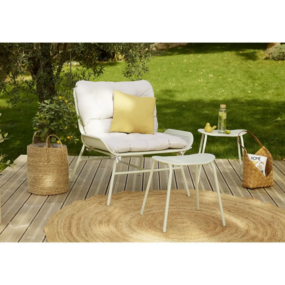 Tabouret acier perforé Faro vert sauge 45x28xH45cm