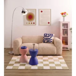 Tabouret bas rond Verso plastique bleu Ø29xH43cm