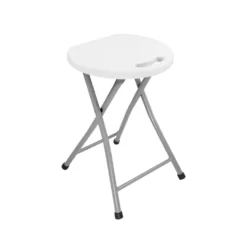 Tabouret pliant Fiesta métal et plastique blanc Ø32xH47cm