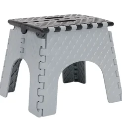 Tabouret pliant noir et gris H31 cm