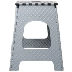 Tabouret pliant plastique noir et gris H44cm