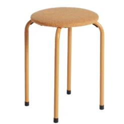 Tabouret rond bas empilable Lola métal beige Ø38xH50cm