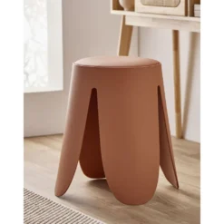 Tabouret rond Spiro pieds larges plastique terracotta Ø33xH46cm