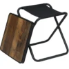 Tabouret table 2en1 plateau décor bois structure acier noir 41x40xH45cm