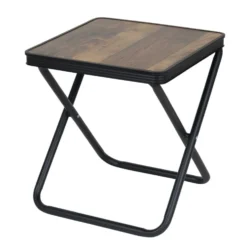 Tabouret table 2en1 plateau décor bois structure acier noir 41x40xH45cm