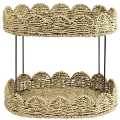 Étagère de cuisine panier en fibre tressée 2 niveaux 40x26xH33cm
