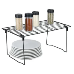Étagère de cuisine pliable métal noir 40x18xH23cm