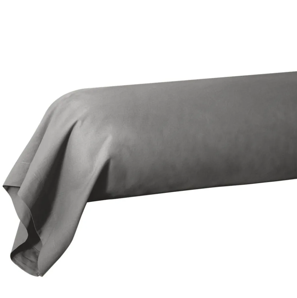 Taie de traversin 85x185cm 100% coton gris foncé