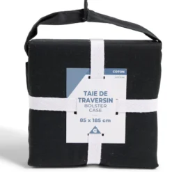 Taie de traversin 85x185cm 100% coton noir