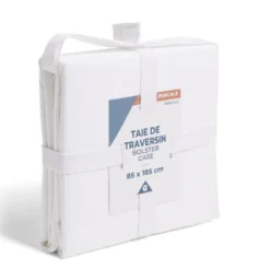 Taie de traversin 85x185cm 100% coton percale blanc