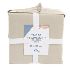Taie de traversin 85x185cm 100% coton percale beige