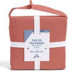 Taie de traversin 85x185cm 100% coton rouge brique