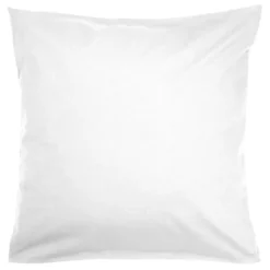 Taie d'oreiller 63x63cm 100% coton percale finition droite blanc