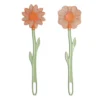 Tapette à insecte forme fleur plastique vert et orange H47cm