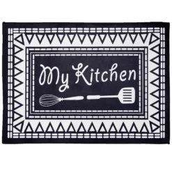 Tapis de cuisine My Kitchen noir et blanc 50x70cm