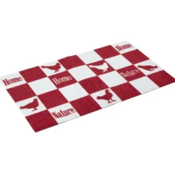 Tapis de cuisine rectangulaire motif quadrillé poule 50x80cm