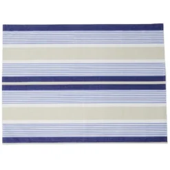 Tapis de jardin rayure bayadère antidérapant bleu et beige