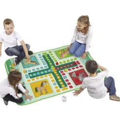 Tapis de jeu XL petits chevaux avec pions et dé 130x93cm