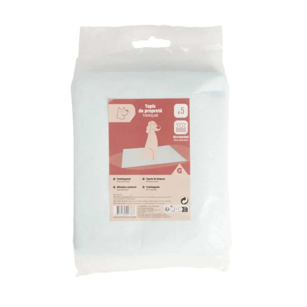 Tapis de propreté x5 ultra-absorbants chien 60x90cm