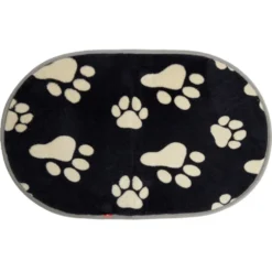 Tapis en microfibre pour animal motif pattes beige noir 53x32 cm