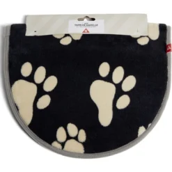 Tapis en microfibre pour animal motif pattes beige noir 53x32 cm