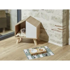 Tapis repose gamelle animaux 39x50cm (3 modèles)