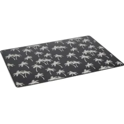Tapis repose gamelle animaux motif palmier plastique 32x43cm