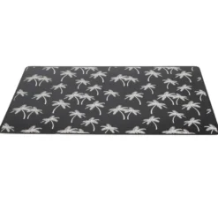 Tapis repose gamelle animaux motif palmier plastique 32x43cm