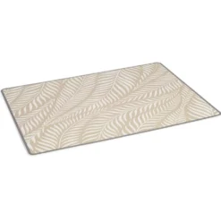 Tapis repose gamelle animaux motif feuillage plastique 32x43cm