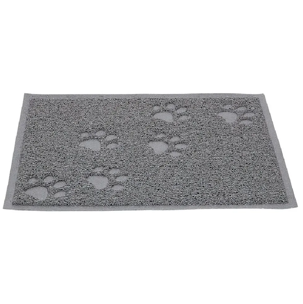 Tapis repose gamelle gris pour chat en silicone