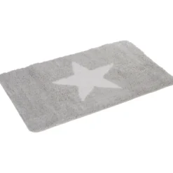 Tapis salle de bain gris motif étoile 45x75 cm