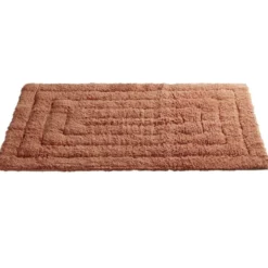 Tapis salle de bain rectangulaire coton terracotta 45x70cm