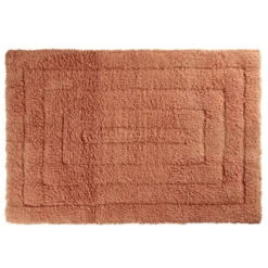 Tapis salle de bain rectangulaire coton terracotta 45x70cm