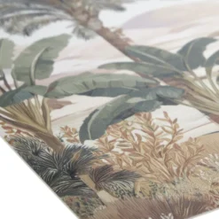 Tapis vinyle rectangulaire paysage exotique tons vert et marron 38x60cm