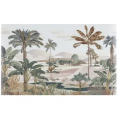 Tapis vinyle rectangulaire paysage exotique tons vert et marron 38x60cm
