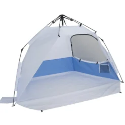 Tente de plage pop-up fibre de verre et polyester bleu 220x150xH144cm