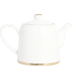 Théière 1L faïence blanc et doré Ø12xH15xm