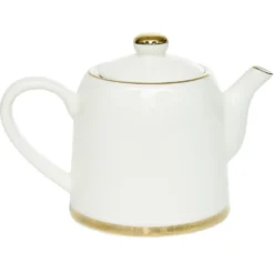 Théière 800ml blanche et dorée 20x12x15cm