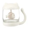 Tisanière 260ml en verre forme chat mignon blanc H11cm